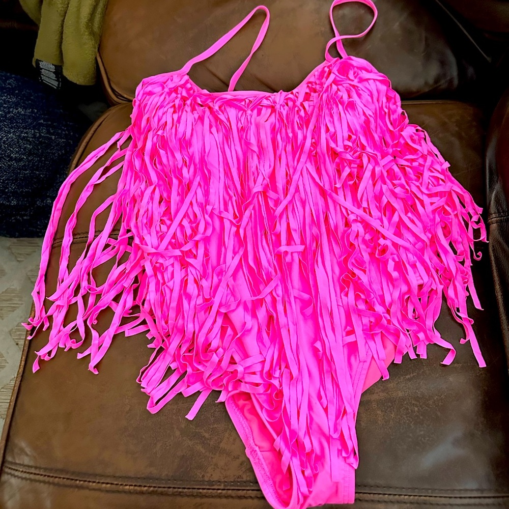 Women’s one piece Barbie pink with fringe